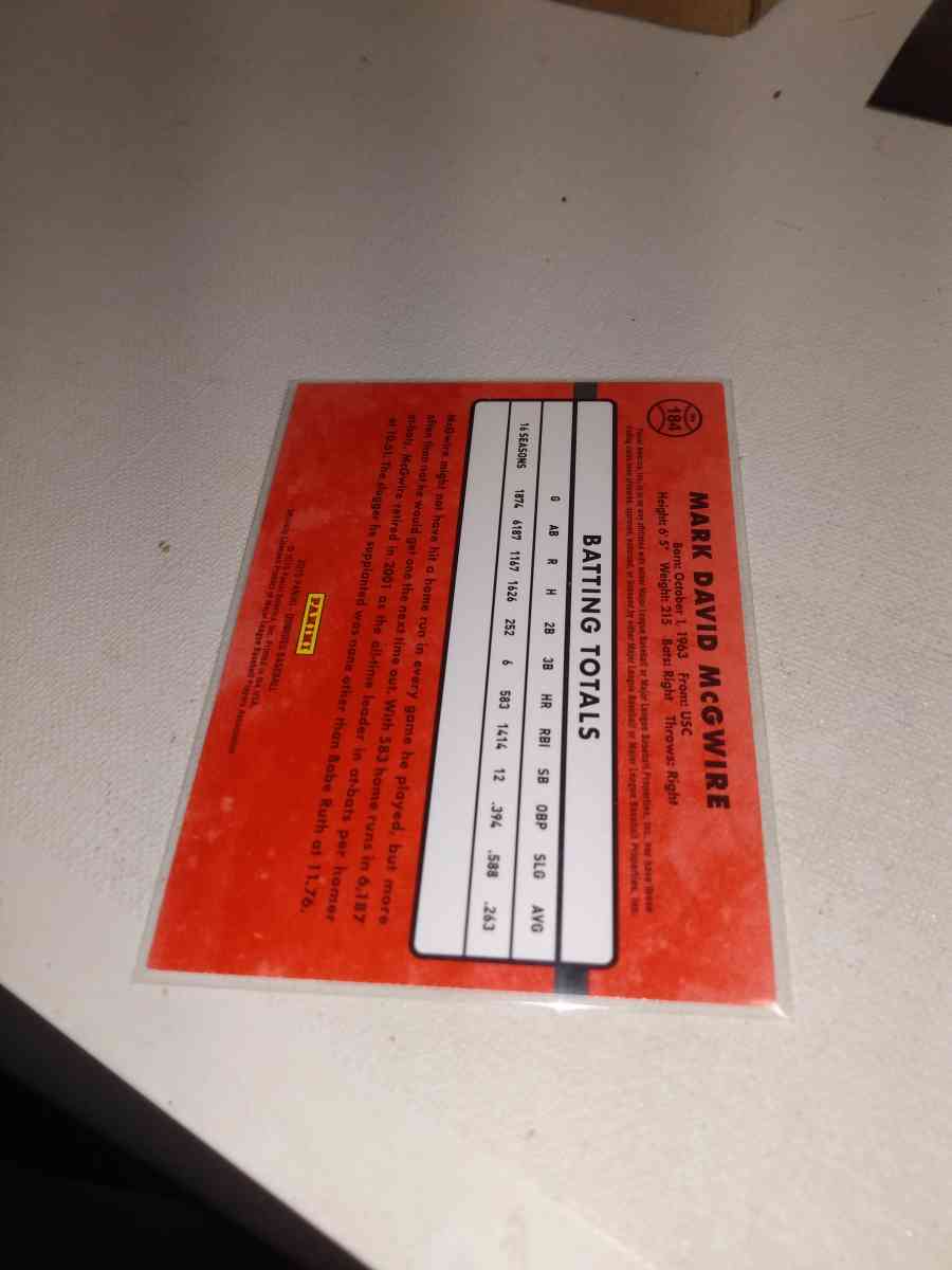 2015 Mark McGwire donruss - Alicia, Arkansas - FleaMarketBay