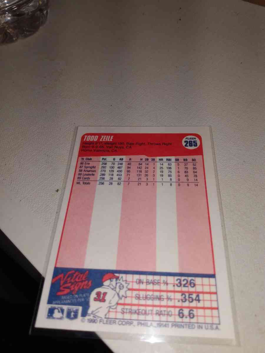 1990 Fleer Todd zio card number 265 rookie card - Alicia, Arkansas - FleaMarketBay