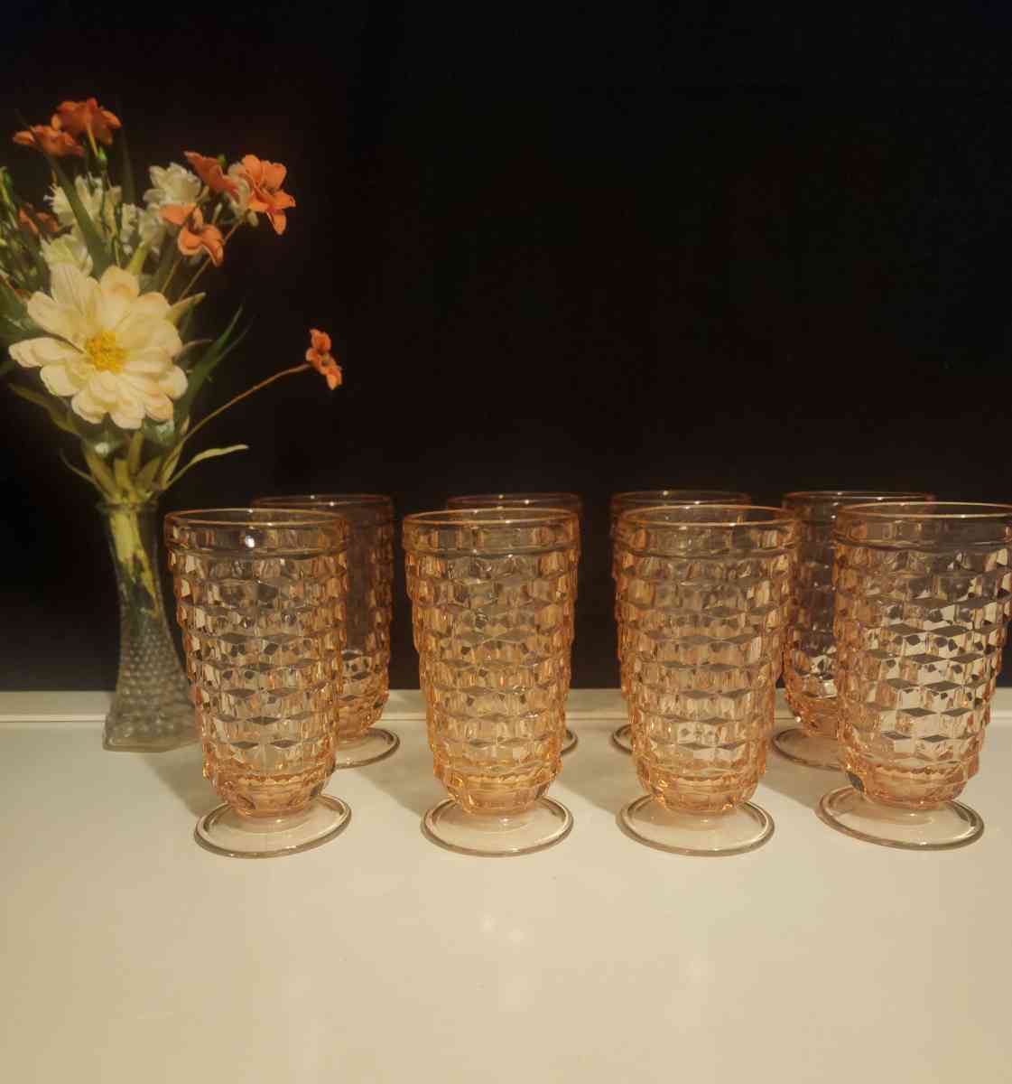 vintage Colony Whitehall cube pattern glass tumblers tall gl - Bernie, Missouri