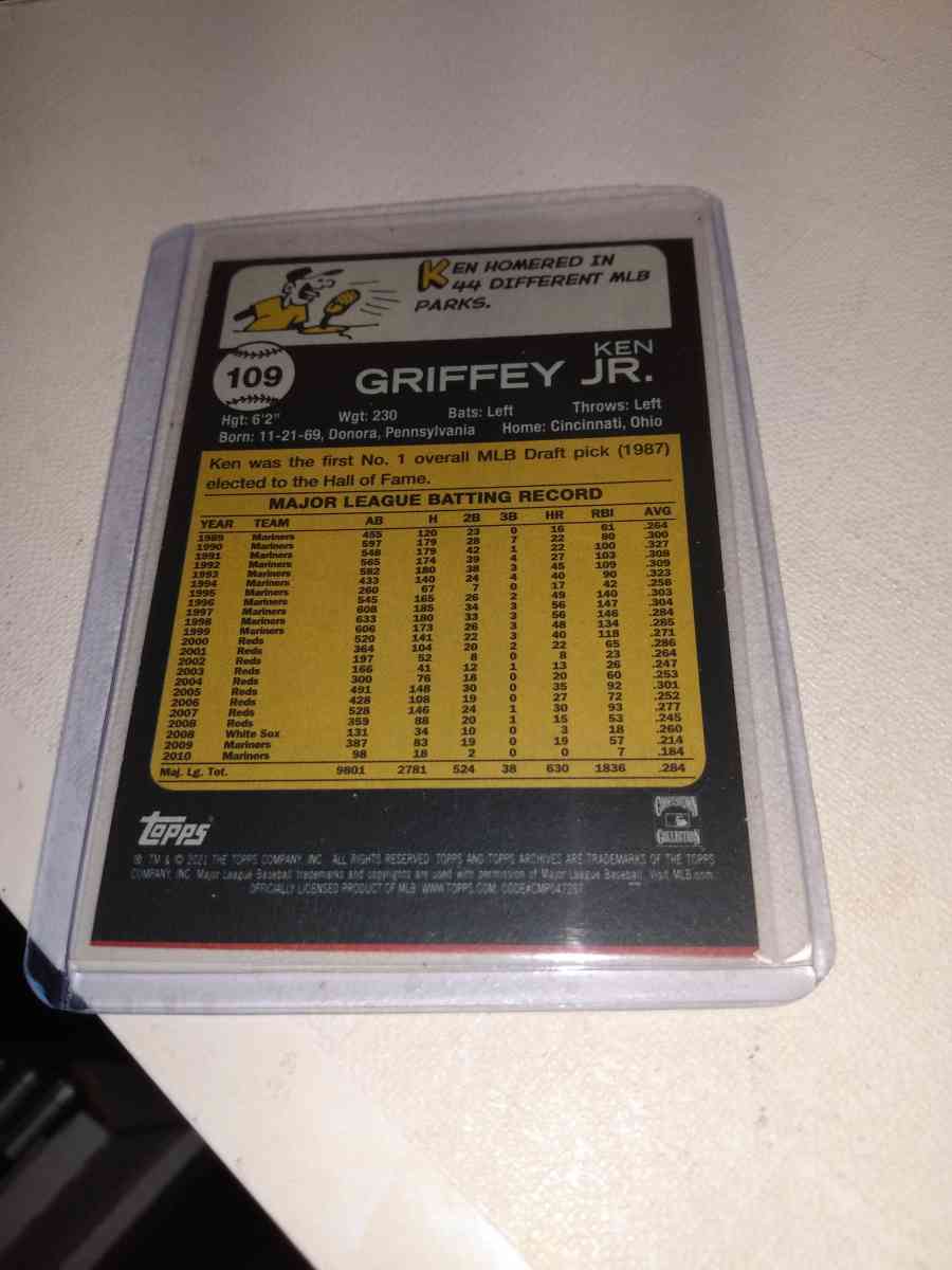 2011 Topps Ken Griffey Jr - Alicia, Arkansas - FleaMarketBay