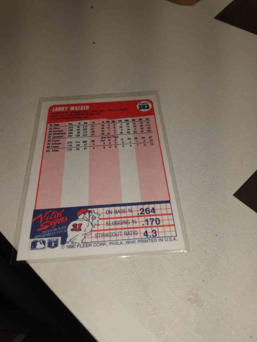 1990 Fleer used card Larry Walker rookie card - Alicia, Arkansas - FleaMarketBay
