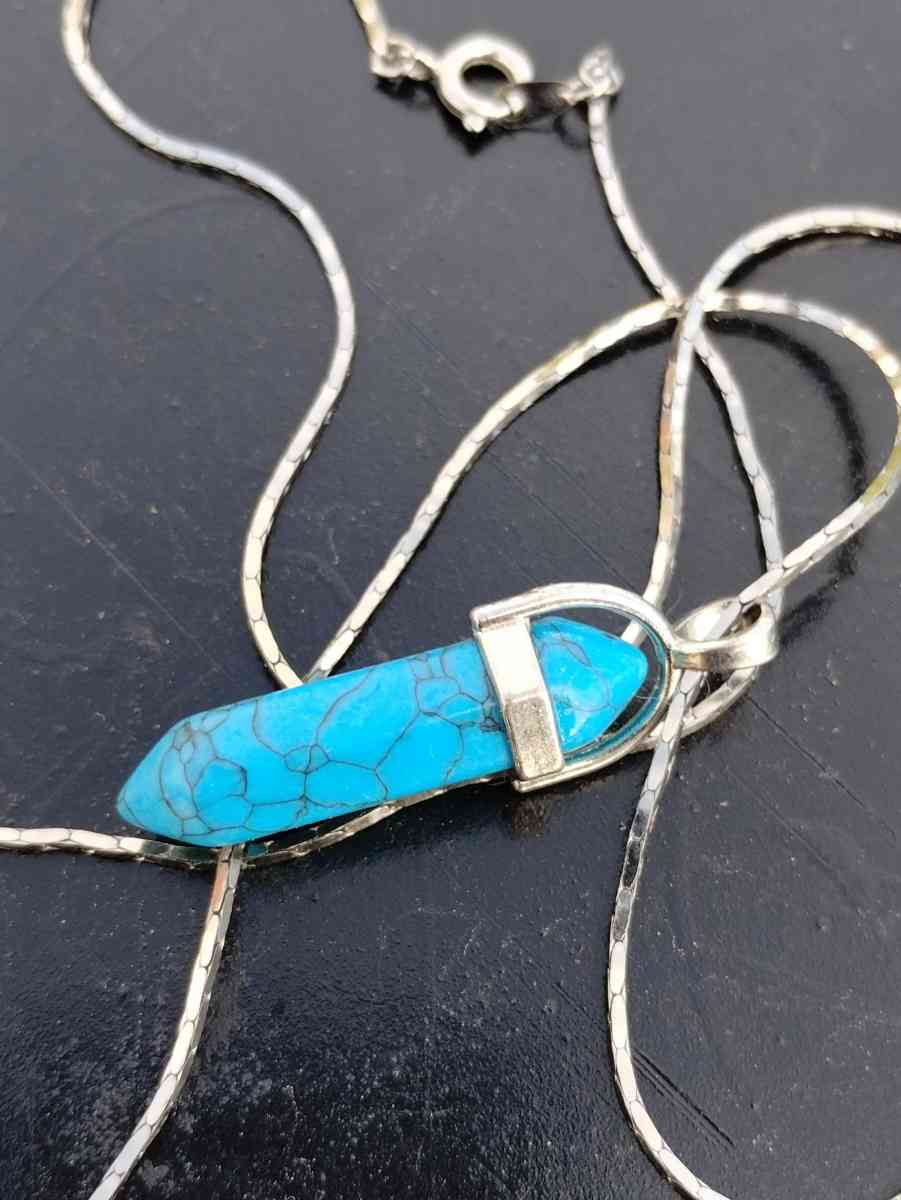 Silver and Turquoise necklace with pendant - Los Angeles, California - FleaMarketBay