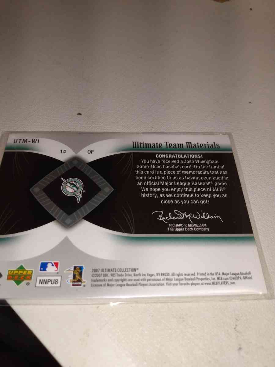 2007 numbered relic card just willingham Florida Marlins - Alicia, Arkansas - FleaMarketBay