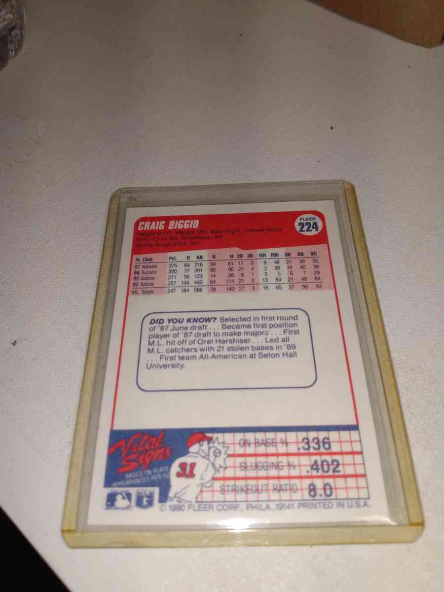 1990 Fleer Craig biggio - Alicia, Arkansas - FleaMarketBay