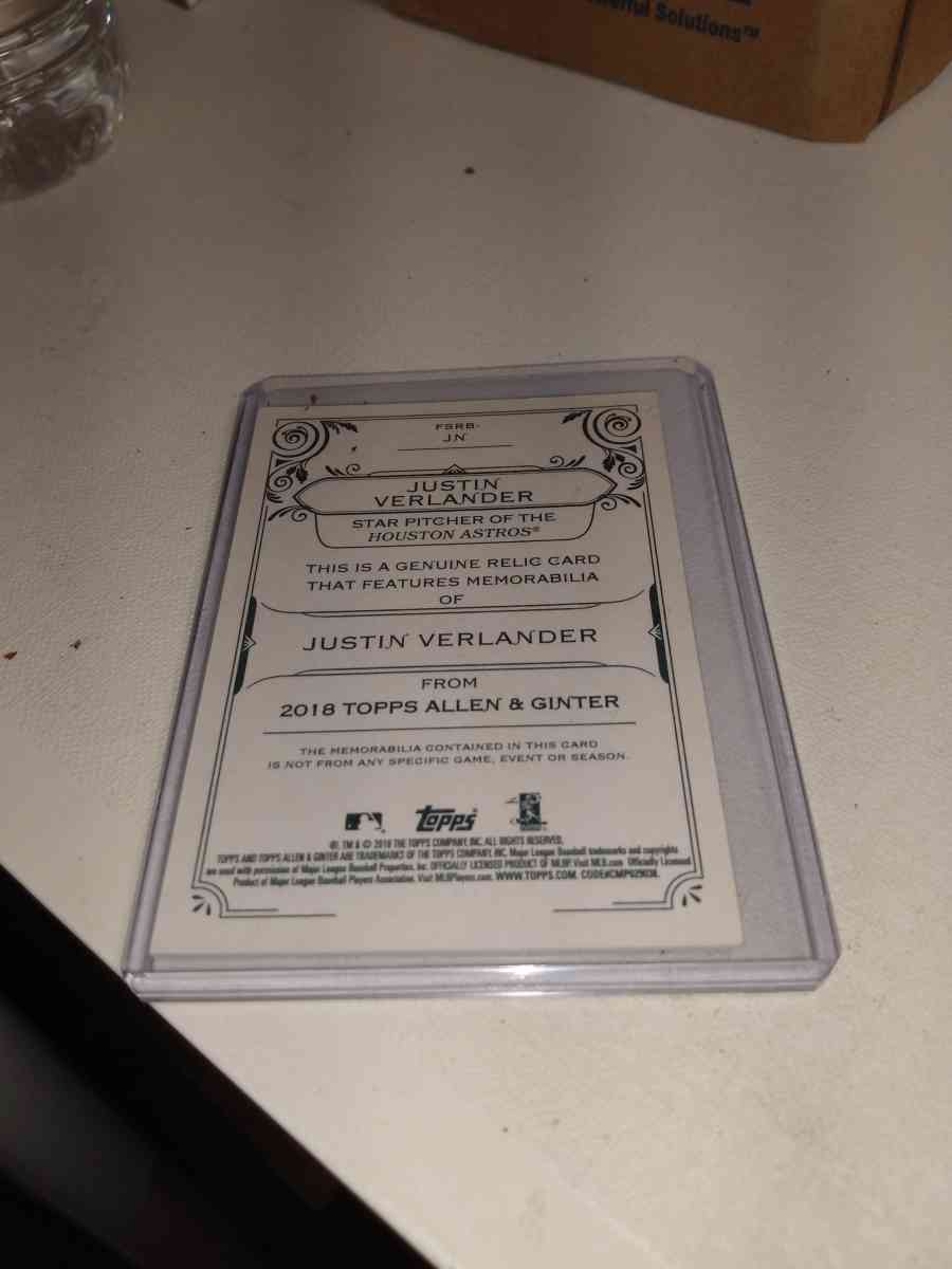 2018 Allen ginter Justin Verlander relic - Alicia, Arkansas - FleaMarketBay