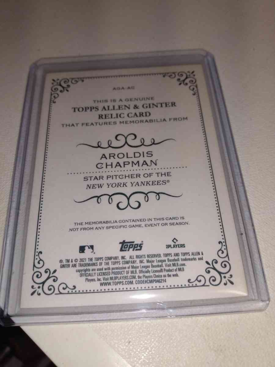 2021 Aroldis Chapman tops Allen ginter relic card - Alicia, Arkansas - FleaMarketBay