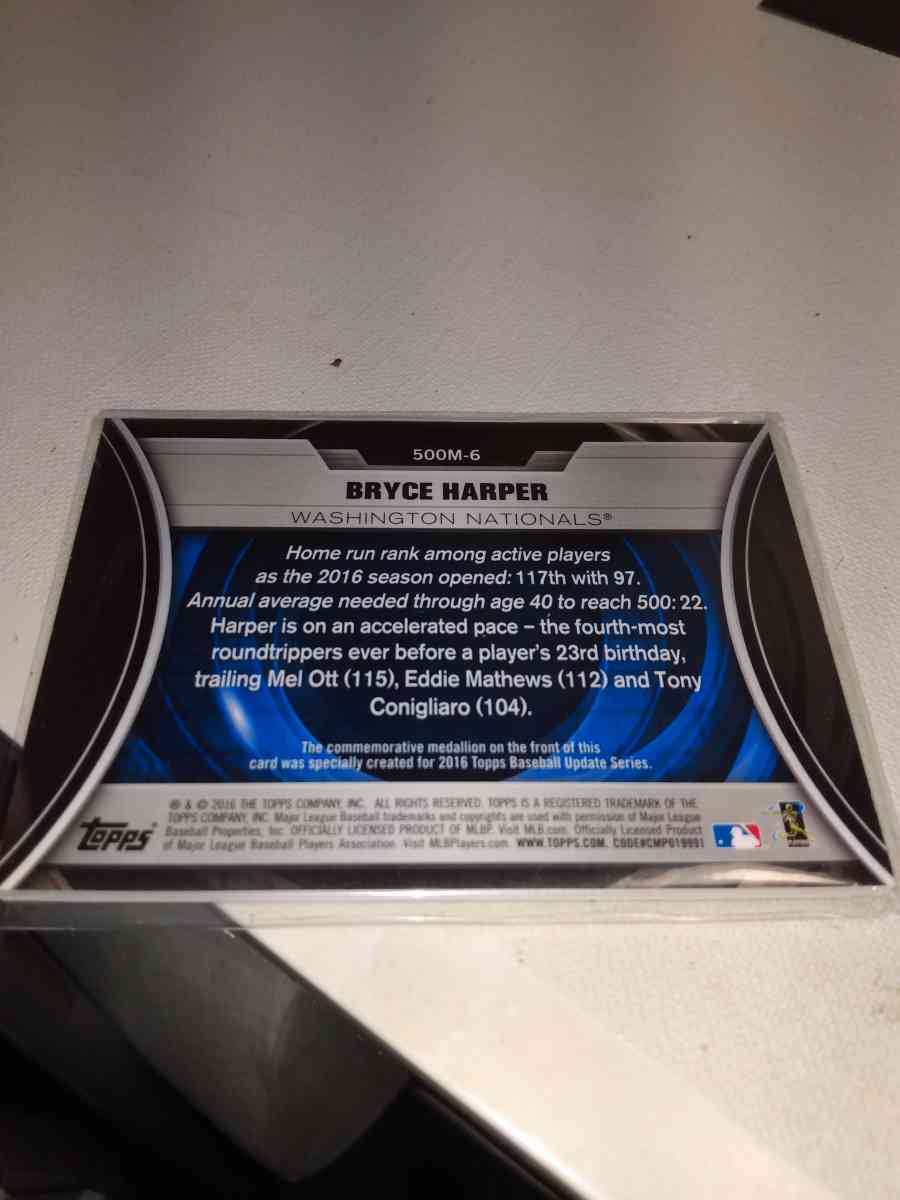 1996 Bryce Harper Topps relic card future 500 home run hitte - Alicia, Arkansas - FleaMarketBay