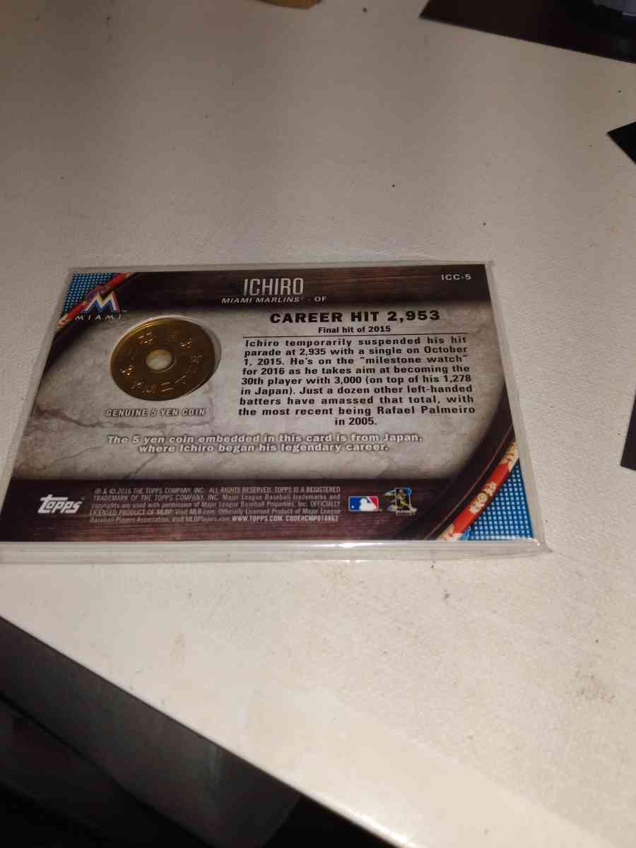 2016 ichiro relic 5 yen - Alicia, Arkansas - FleaMarketBay