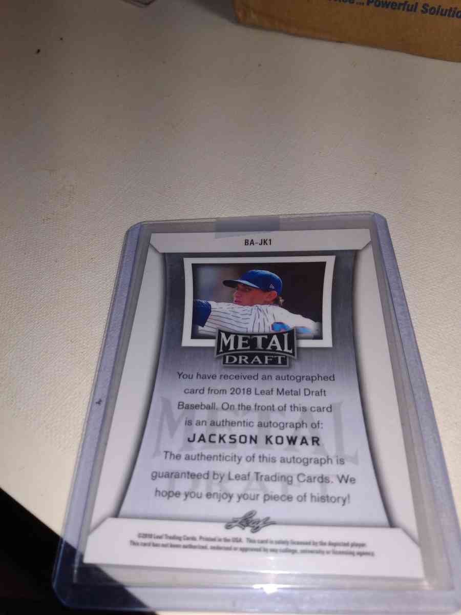 2018 leaf metal draft autograph Jackson kowar - Alicia, Arkansas - FleaMarketBay