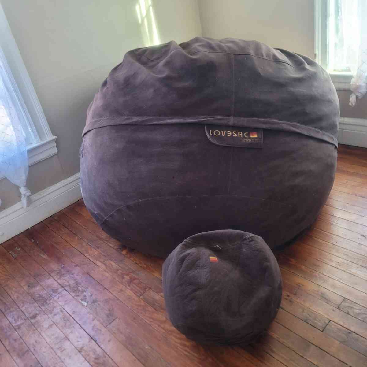 Lovesac BigOne Bundle Lovesac 8ft Bean Bag Couch and Ottoman - Rochester, New York - FleaMarketBay