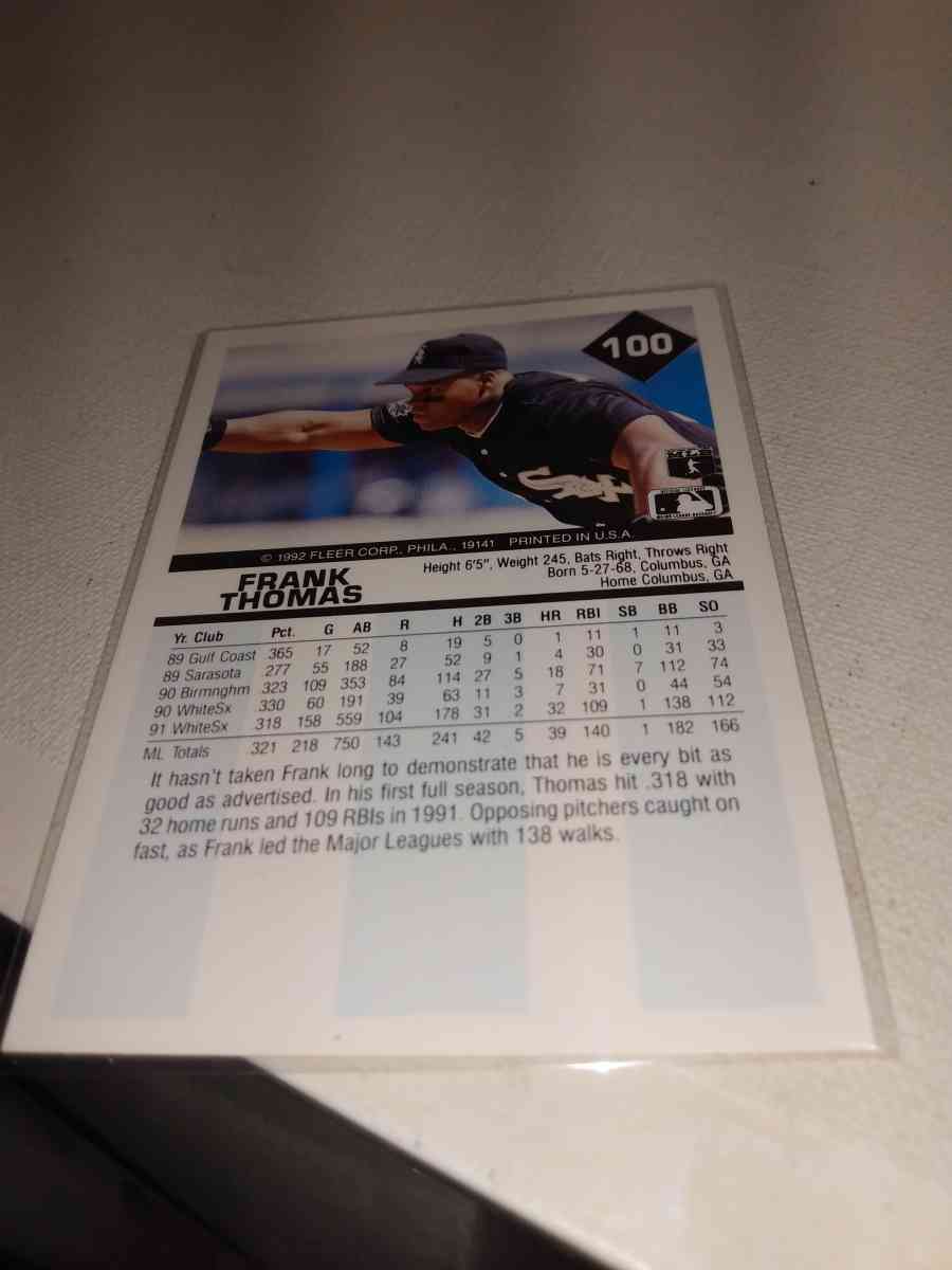 1992 Fleer the Big hurt Frank Thomas - Alicia, Arkansas - FleaMarketBay