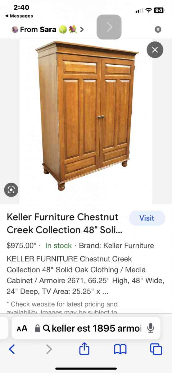 Solid oak antique armoire - Lowell, Massachusetts