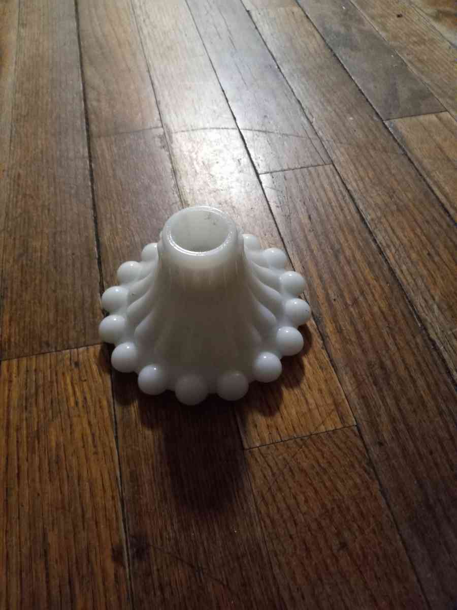 Antique milk glass candle holder - Bangor, Maine