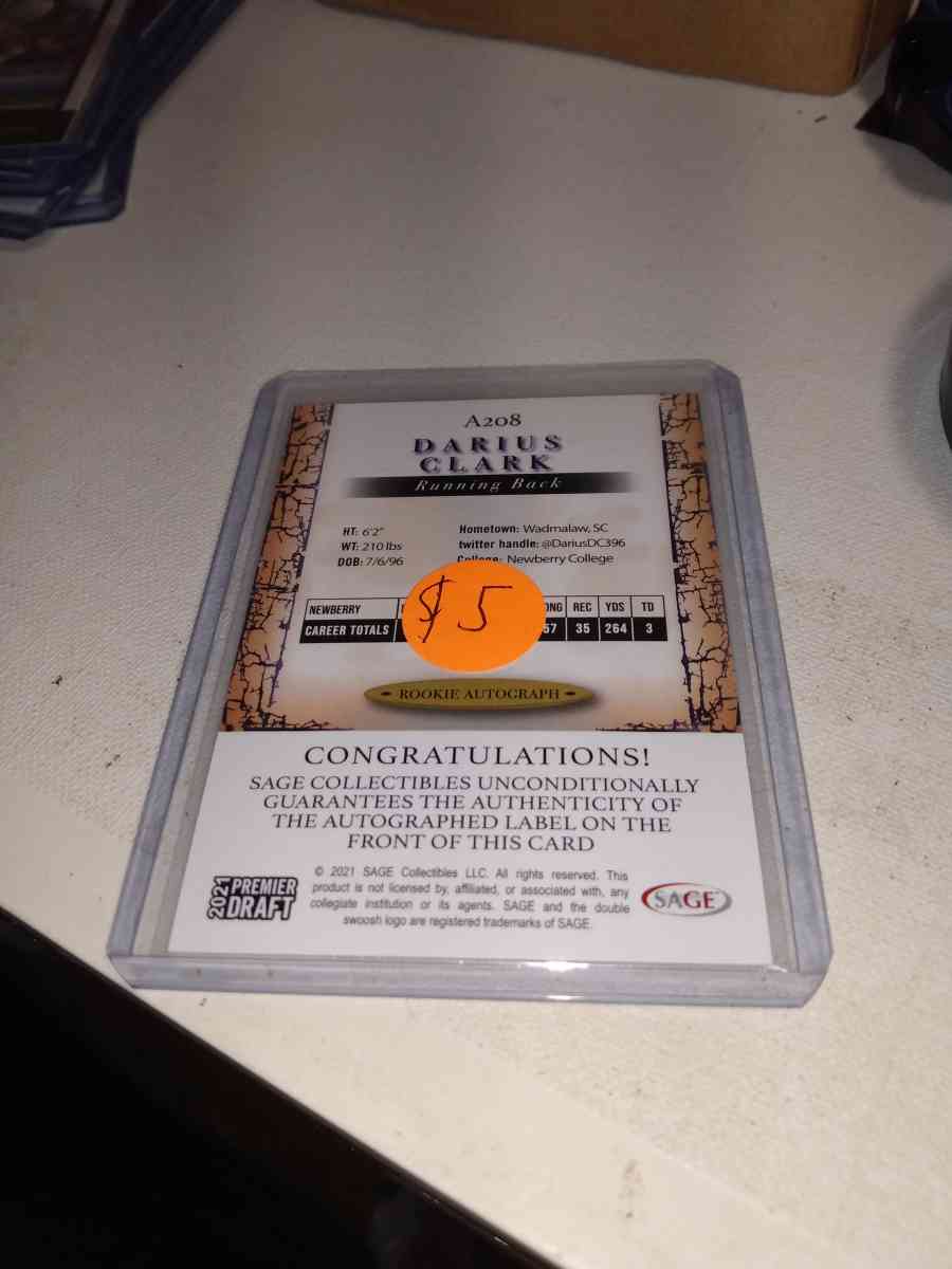 2021 premier draft Darius Clark autograph - Alicia, Arkansas - FleaMarketBay