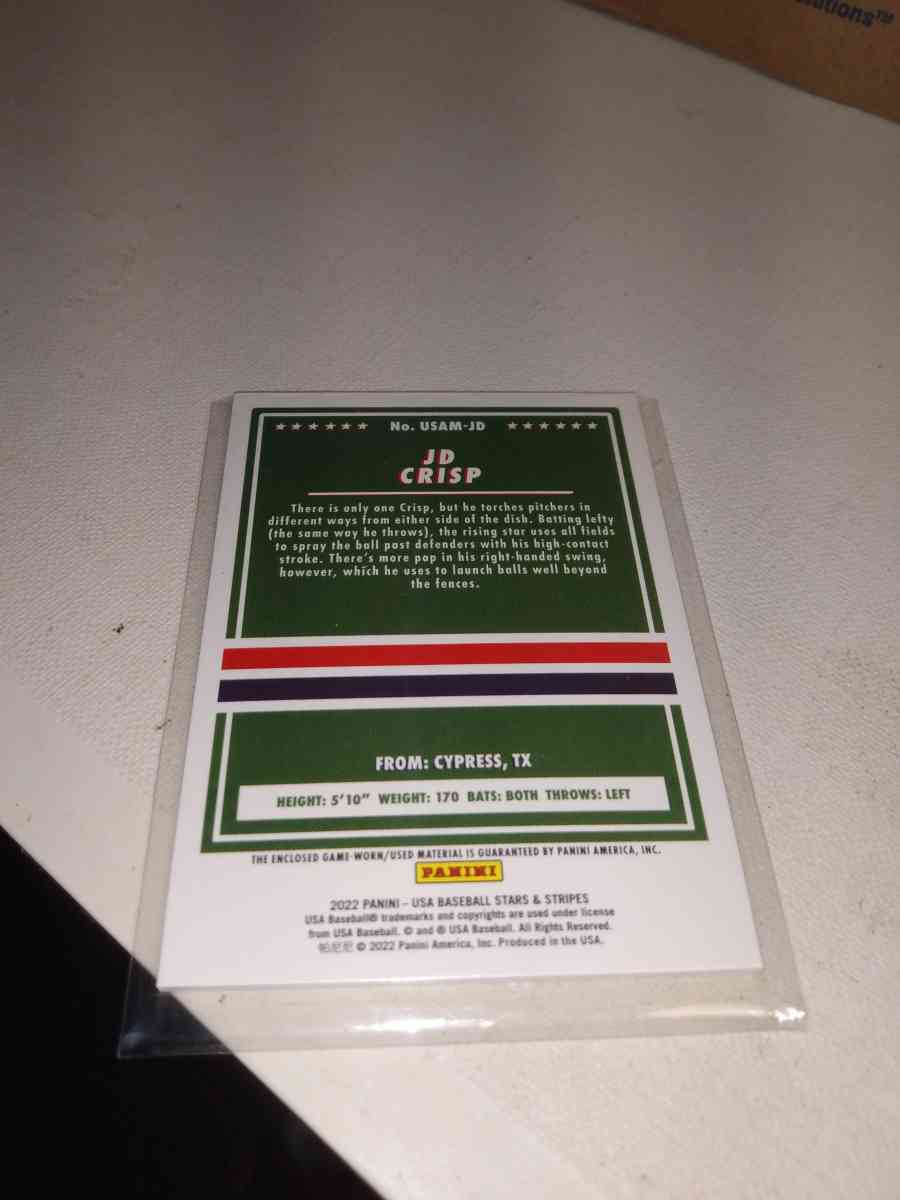 2022 JD crisp relic card - Alicia, Arkansas - FleaMarketBay