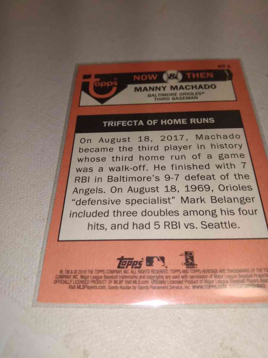 2018 Topps now and then Manny Machado - Alicia, Arkansas - FleaMarketBay