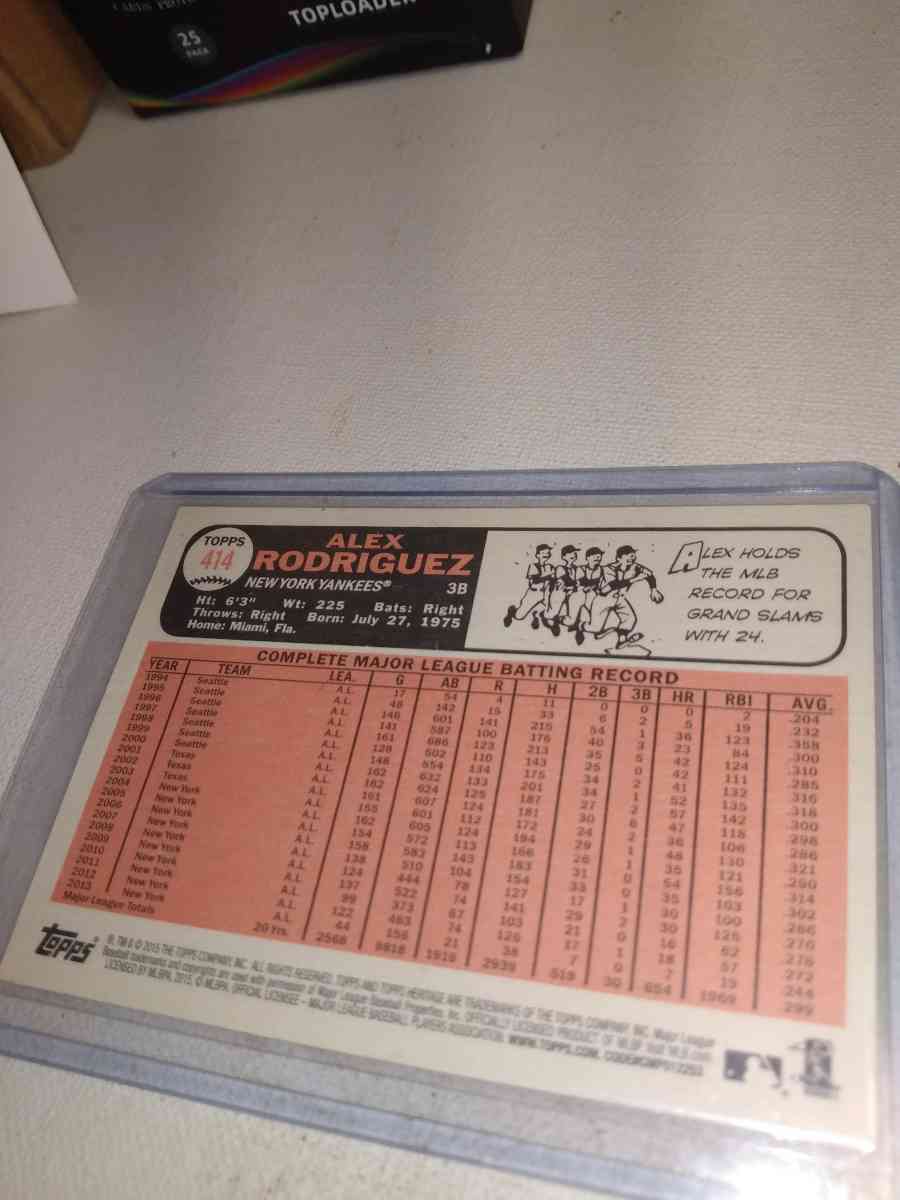 2015 Topps heritage card 414 Alex Rodriguez - Alicia, Arkansas - FleaMarketBay