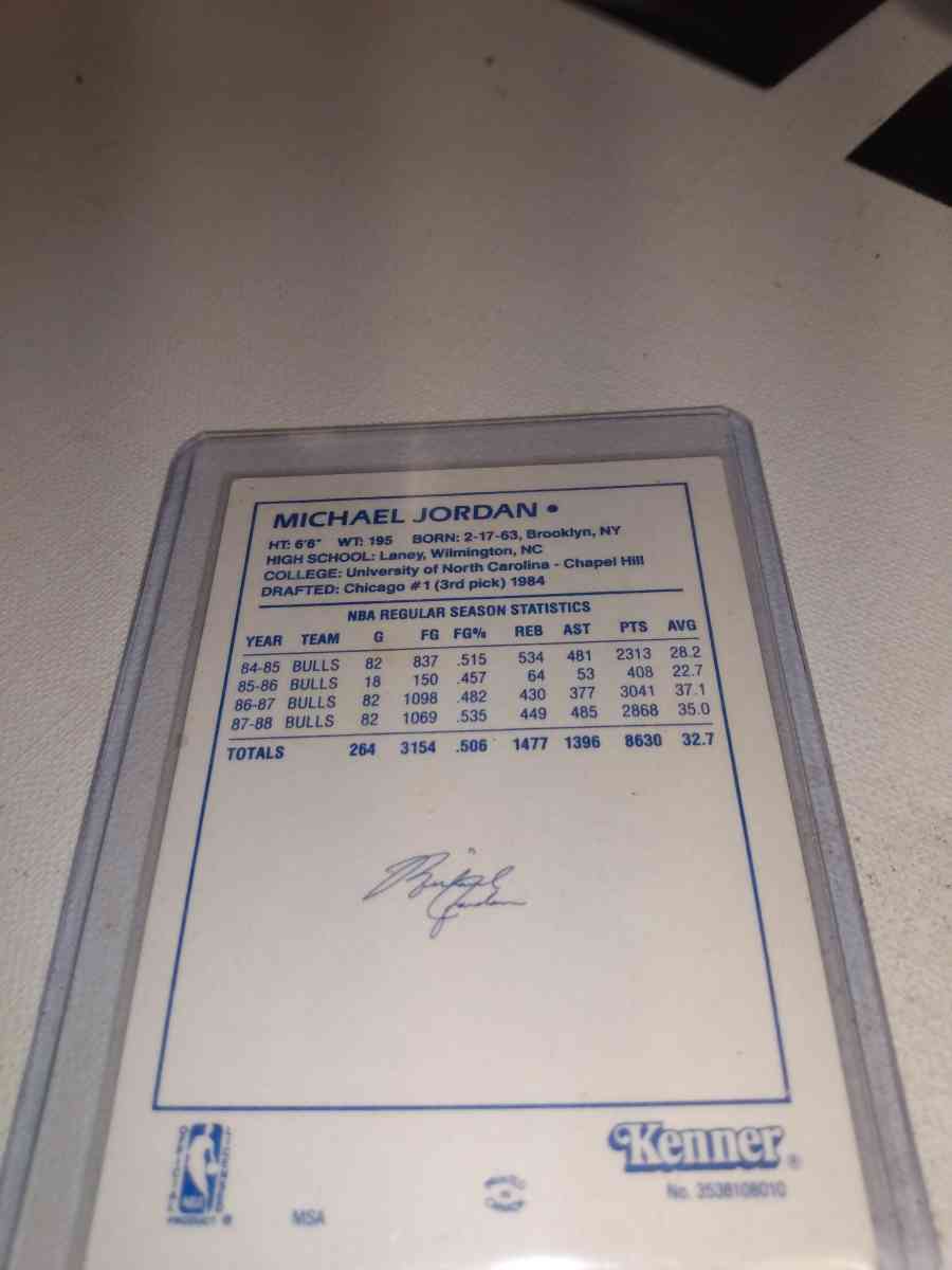 1988 1989 starting lineup card Michael Jordan - Alicia, Arkansas - FleaMarketBay