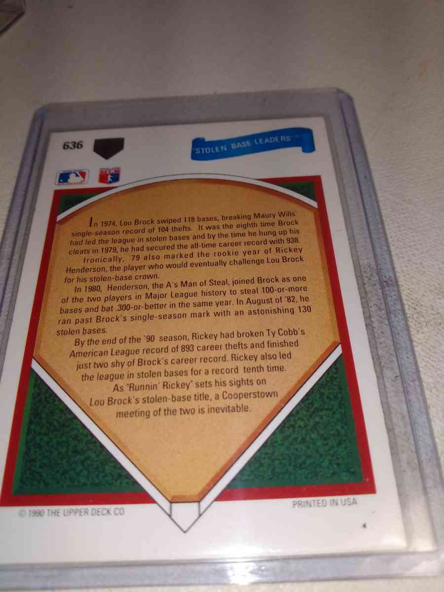 1991 upper Deck reheat Henderson and Luke Rock stolen base l - Alicia, Arkansas - FleaMarketBay