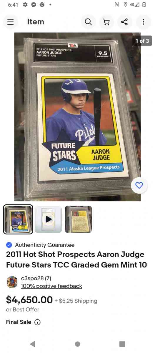Aaron judge future stars Alaskan team card Gem Mint 10 - Belmar, New Jersey
