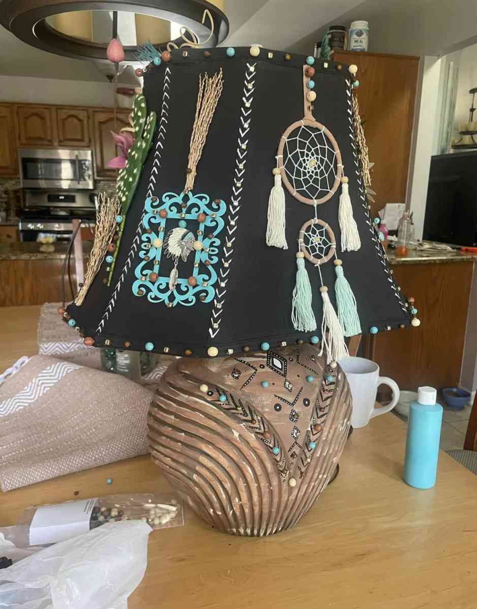 Upcycled Native American hand crafted and hand painted Lamp - Washington, Michigan - FleaMarketBay