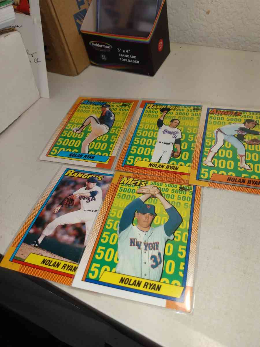 1990 Topps card lot Nolan Ryan 5000 strikeouts - Alicia, Arkansas