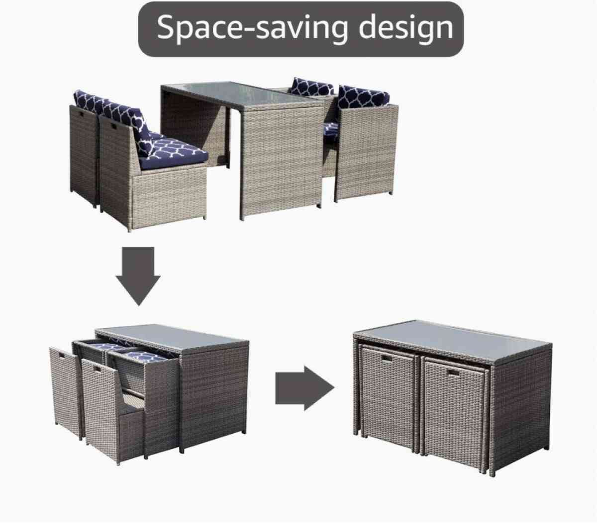 5pc outdoor patio dining set 4 chairs with 1 dining table - Stockton, California - FleaMarketBay