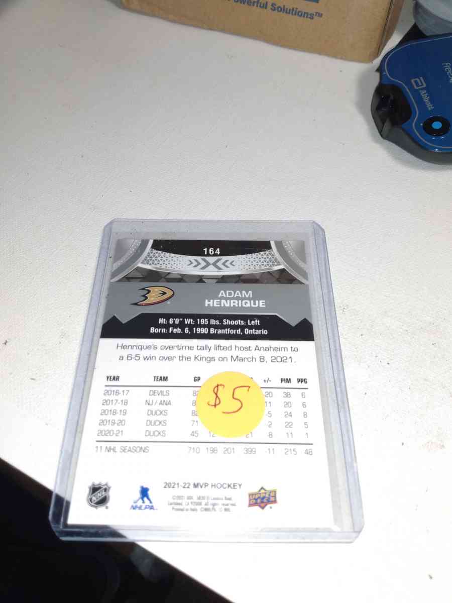 2022 upper Deck MVP autograph Adam henrique - Alicia, Arkansas - FleaMarketBay