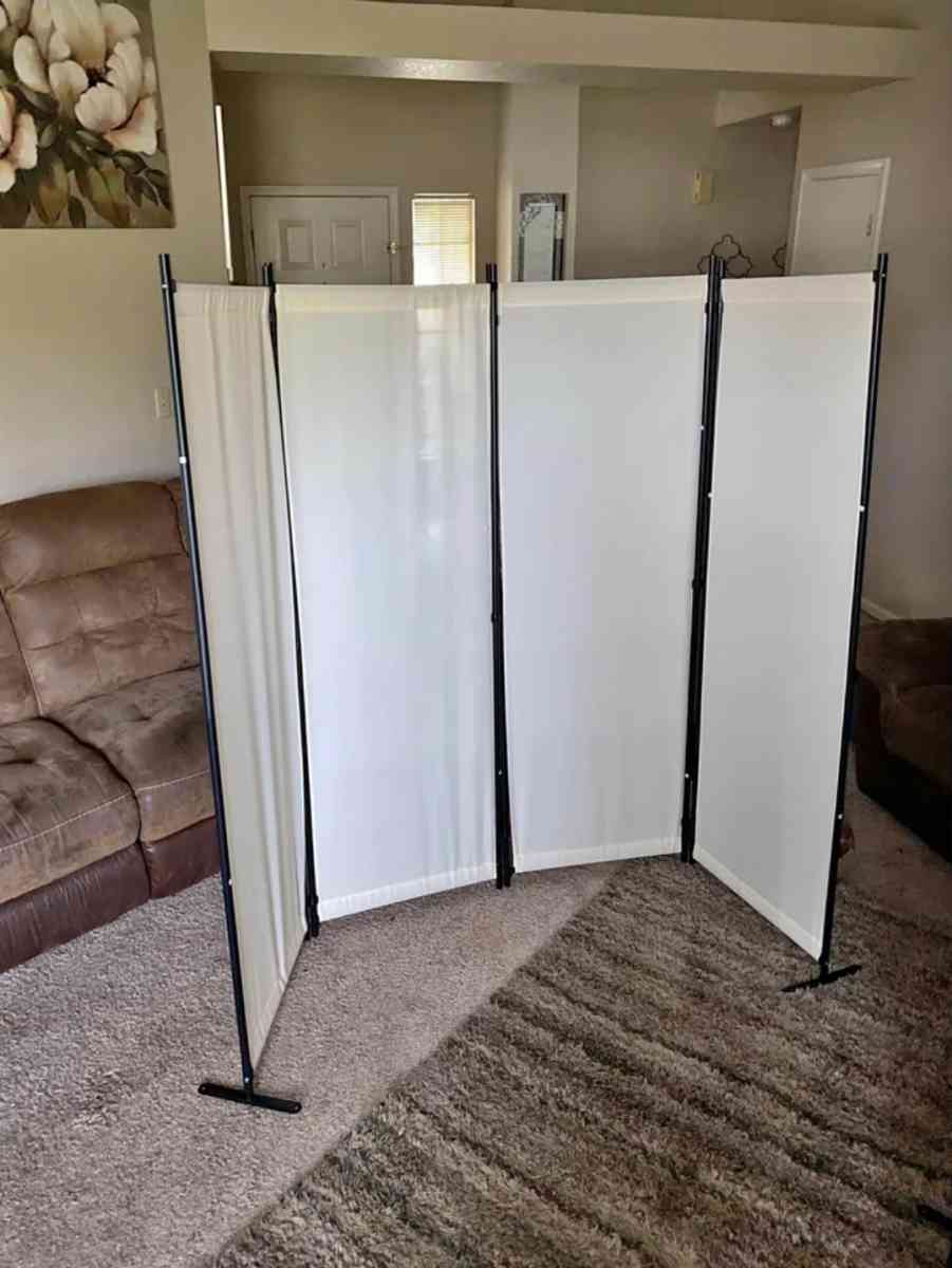 4 panel room divider privacy screen partition off white - Stockton, California - FleaMarketBay