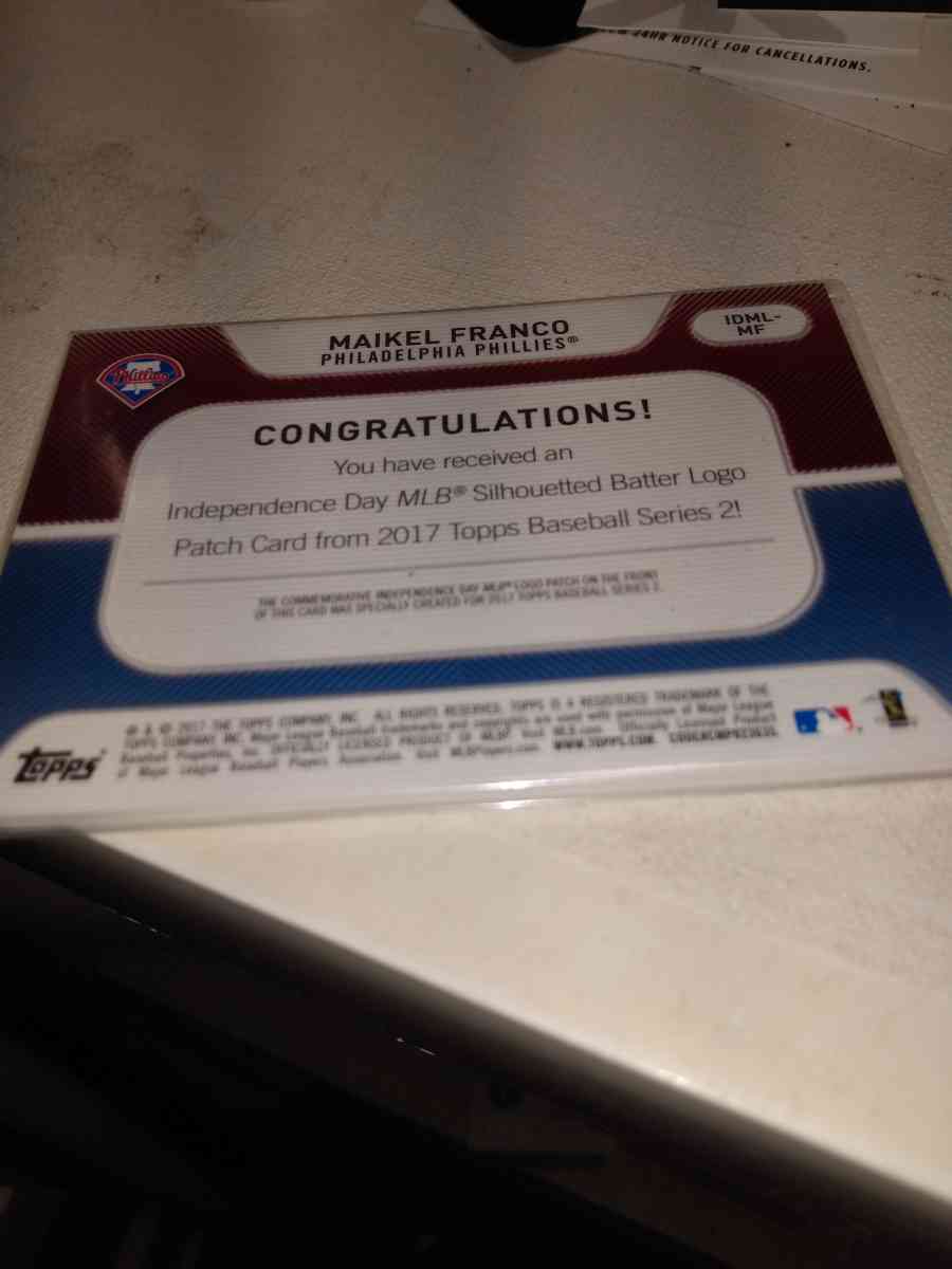 2017 Topps commemorative Independence Day logo patch Maikel - Alicia, Arkansas - FleaMarketBay