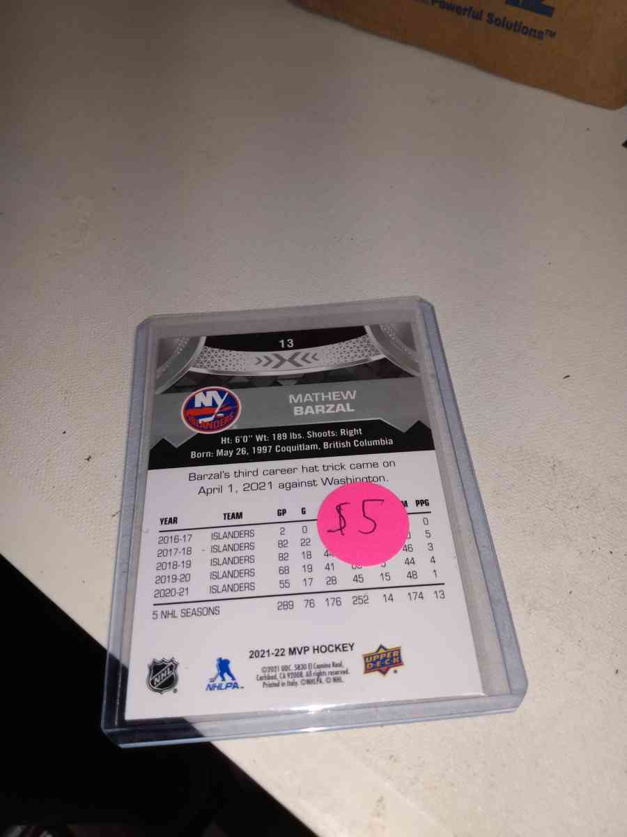 MVP upper Deck 2021 autograph Matthew Barzal - Alicia, Arkansas - FleaMarketBay