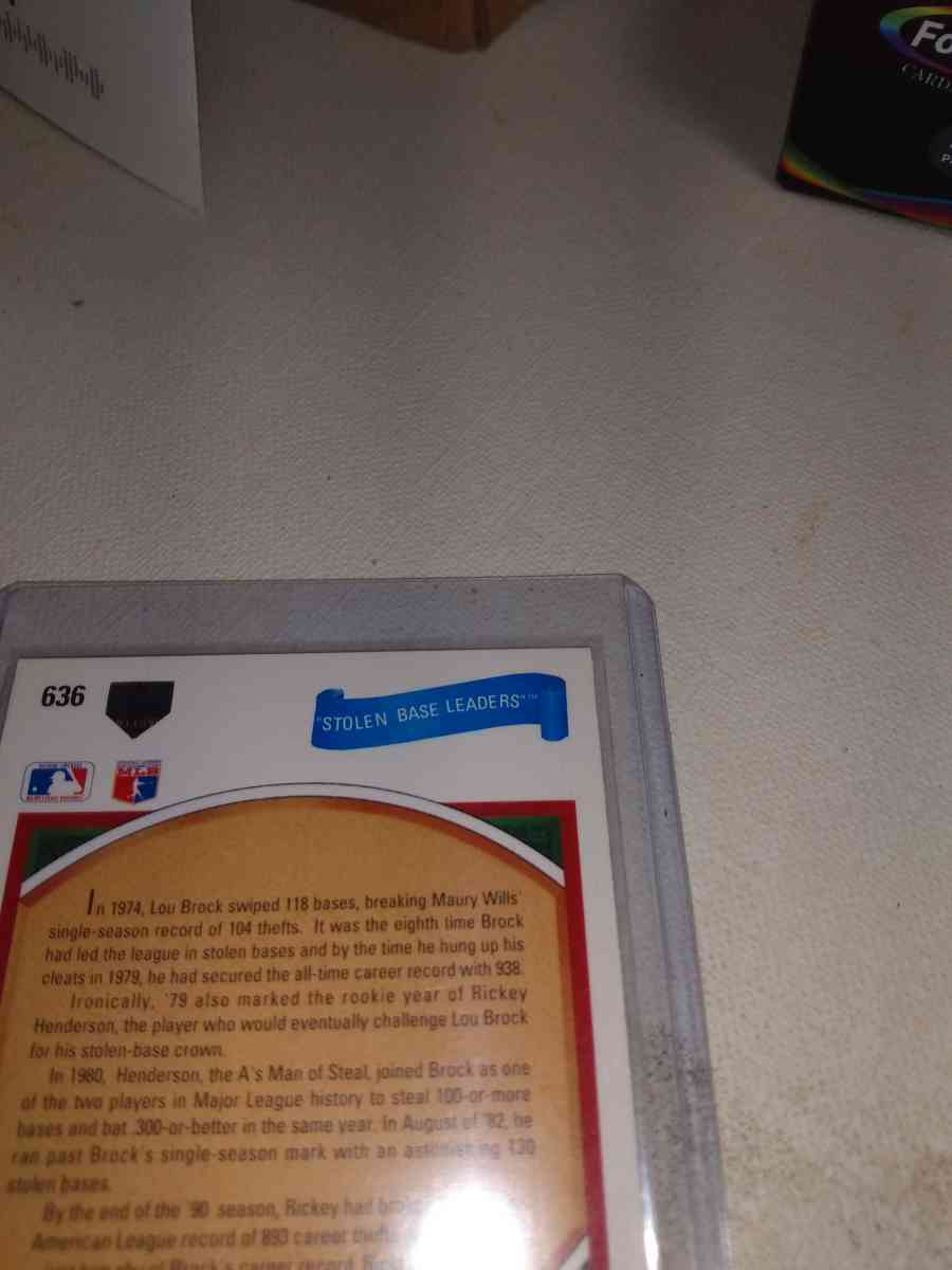 1991 upper Deck reheat Henderson and Luke Rock stolen base l - Alicia, Arkansas - FleaMarketBay