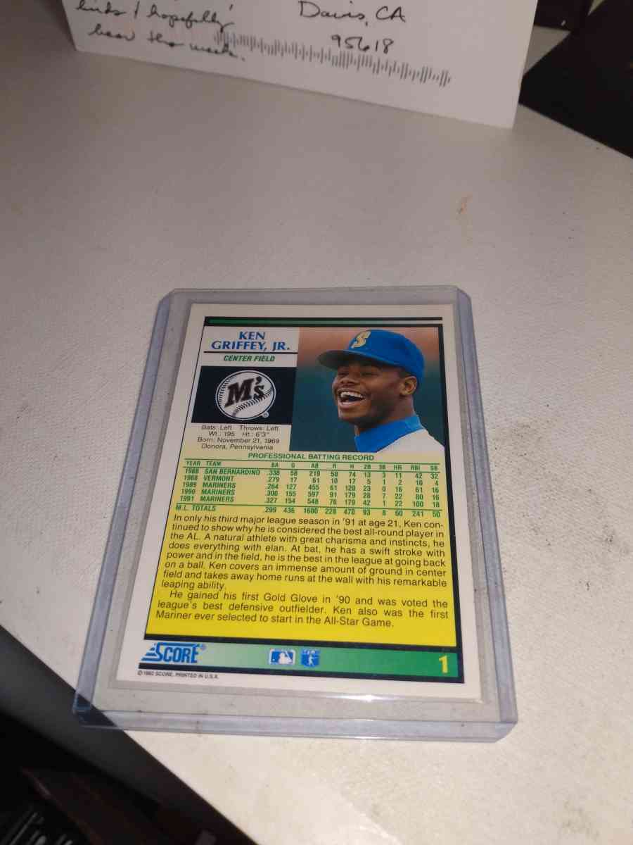 1992 score card number one Ken Griffey Jr - Alicia, Arkansas - FleaMarketBay