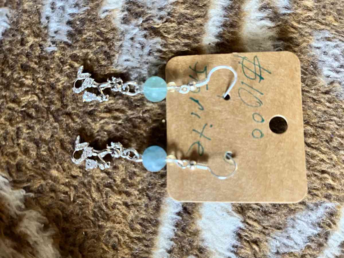 silver toned mermaid and fluorite earrings - Fortuna, California