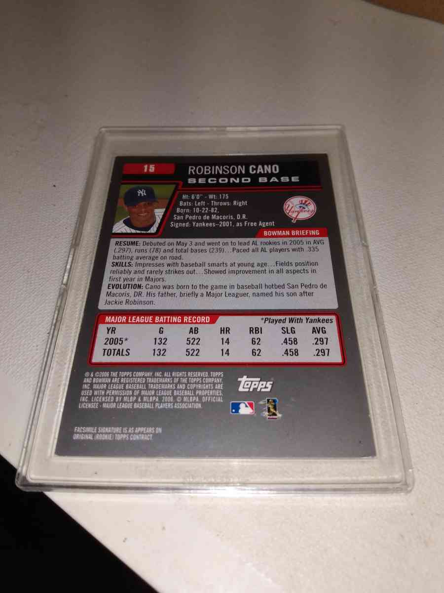 Bowman 2006 Robinson cano autograph - Alicia, Arkansas - FleaMarketBay
