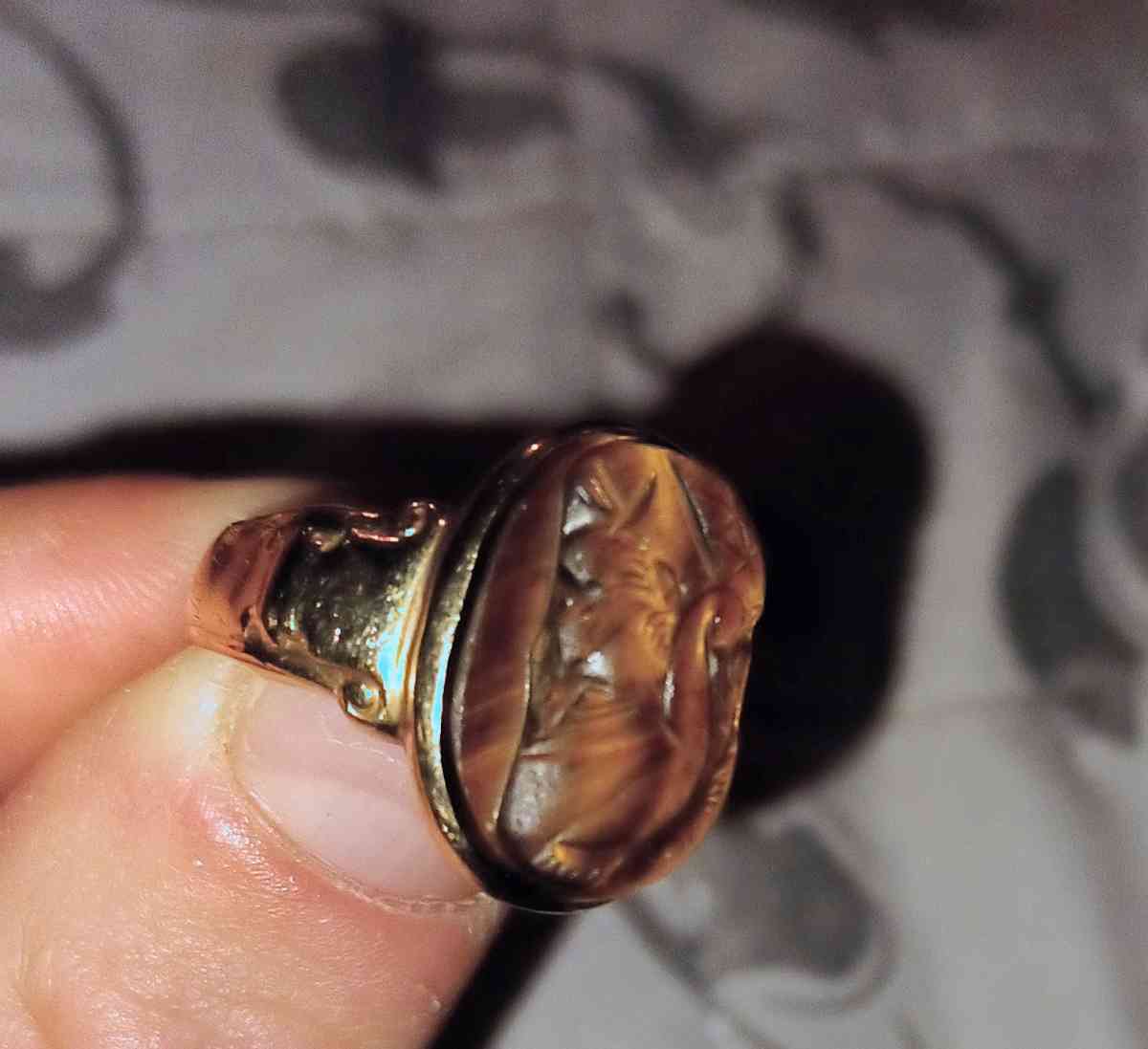 Rare unique Victorian Intaglio tigers eye unisex ring - Lexington, South Carolina - FleaMarketBay