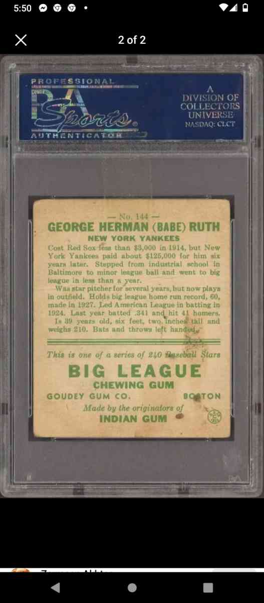 1933 Babe Ruth - Neptune, New Jersey - FleaMarketBay