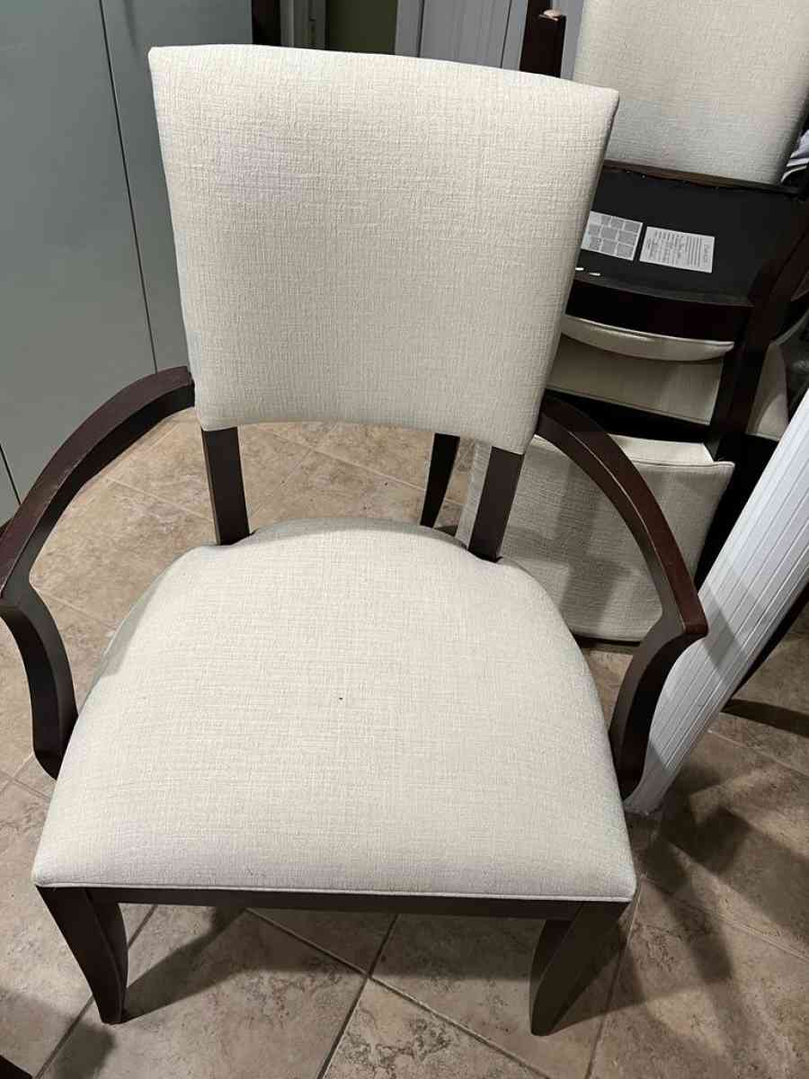 Six Ethan Allen Chair Neutral Linen Upholstery - Whitestone, New York - FleaMarketBay