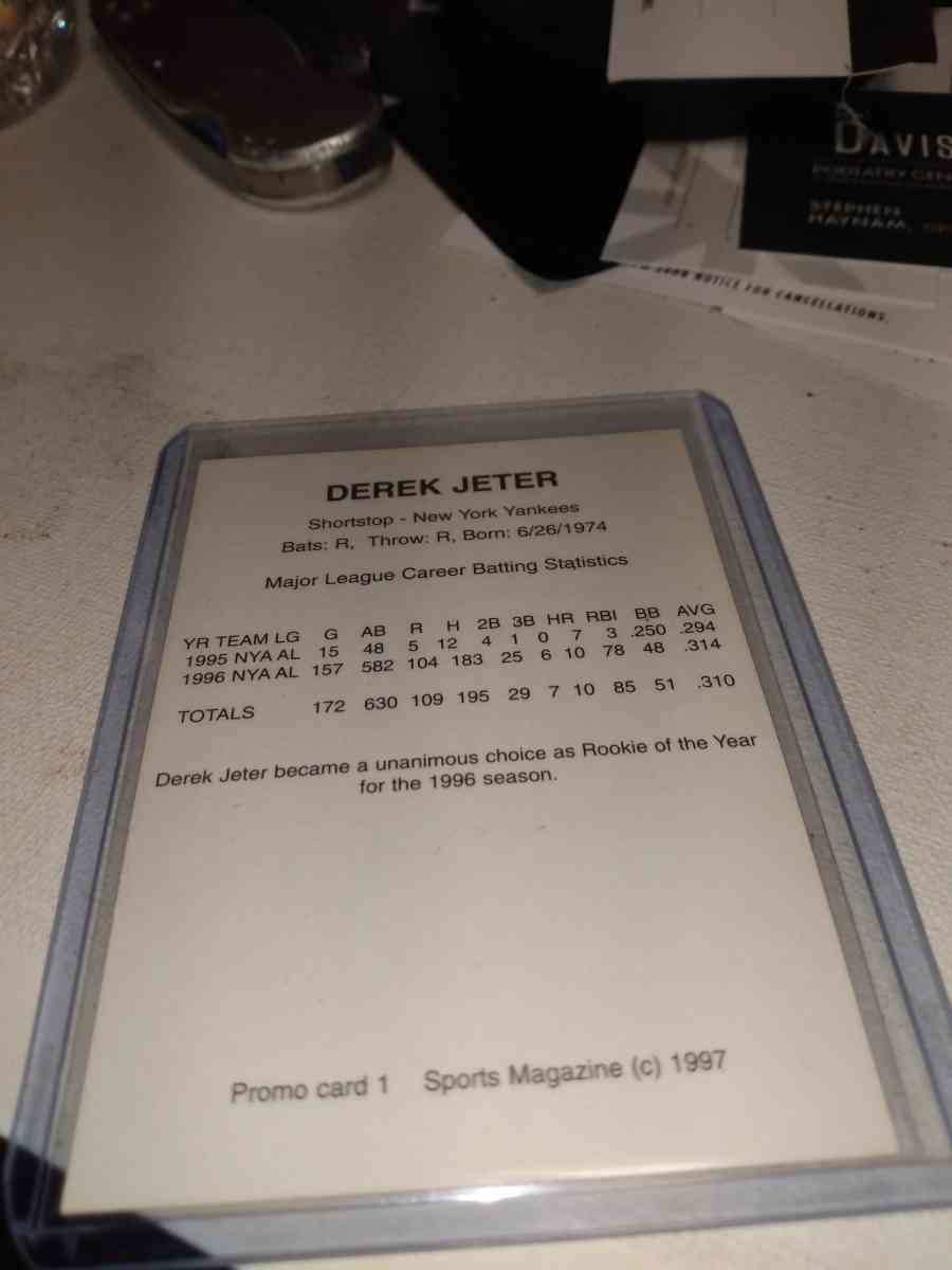 Derek Jeter 1997 sport magazine promo card - Alicia, Arkansas - FleaMarketBay