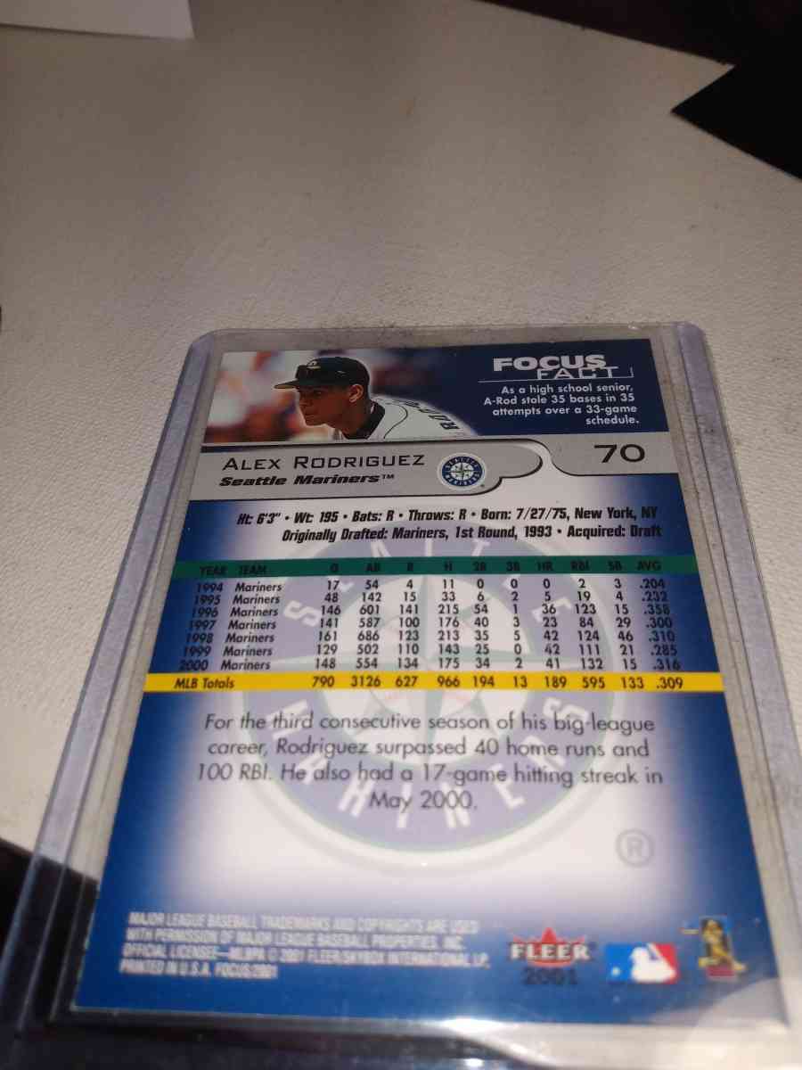 2001 Fleer focus Alex Rodriguez - Alicia, Arkansas - FleaMarketBay