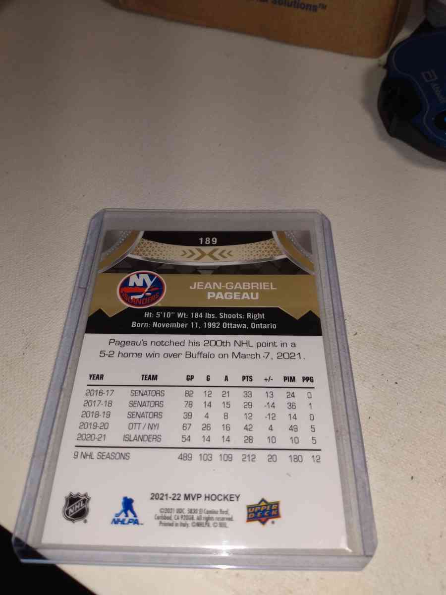 2022 MVP upper Deck Gold signature Jean Gabriel pageau - Alicia, Arkansas - FleaMarketBay