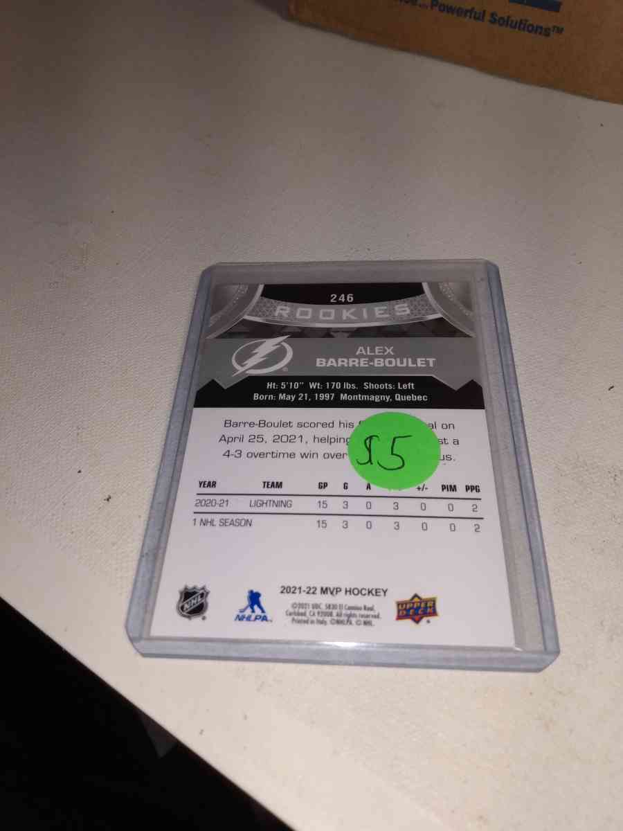 upper Deck MVP 2021 autographed rookie Alex barre boulet - Alicia, Arkansas - FleaMarketBay