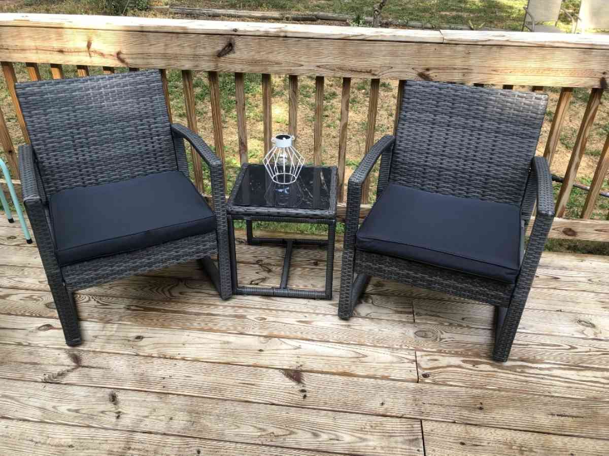 3pc outdoor patio balcony porch wicker furniture set - Stockton, California - FleaMarketBay