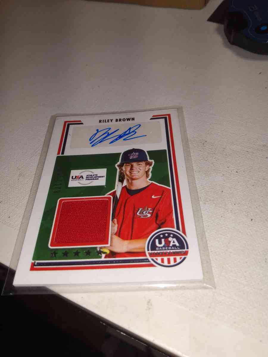 panini 2022 autographed relic number Riley Brown team USA
