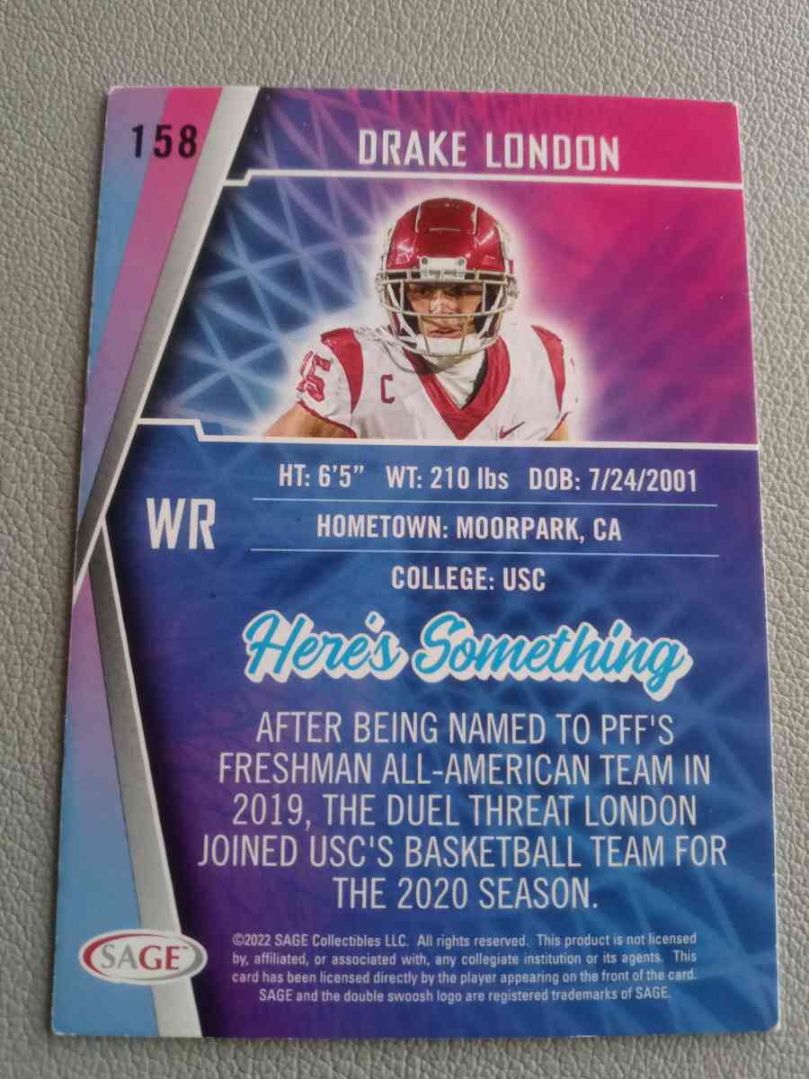2022 SAGE HIT DRAKE LONDON ROOKIE - Atlanta, Georgia - FleaMarketBay