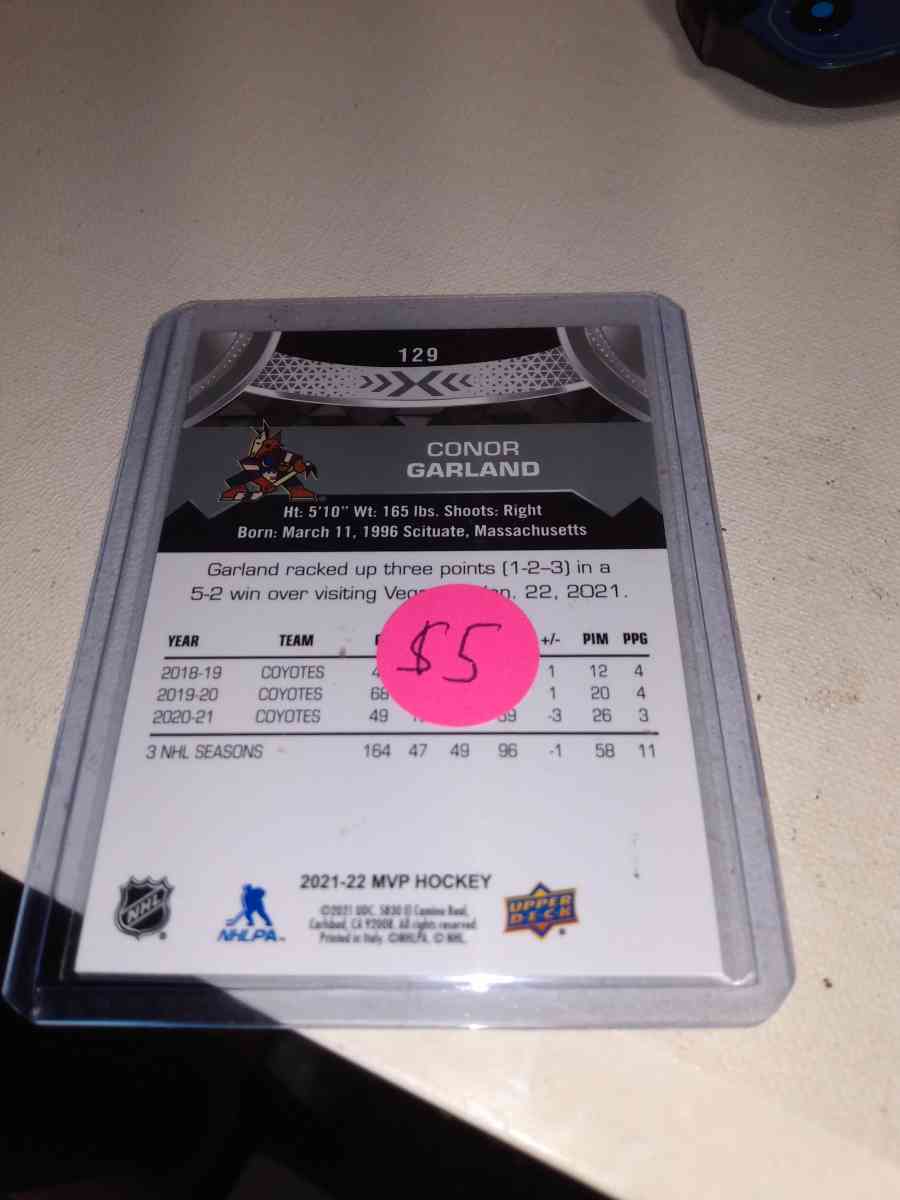 MVP upper Deck hockey Connor Garland silver autograph - Alicia, Arkansas - FleaMarketBay