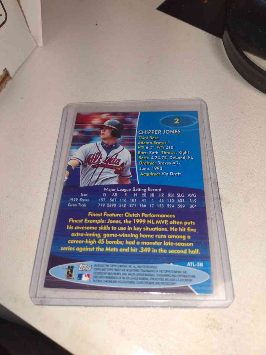 2000 Topps finest chipper Jones parallel refractor - Alicia, Arkansas - FleaMarketBay