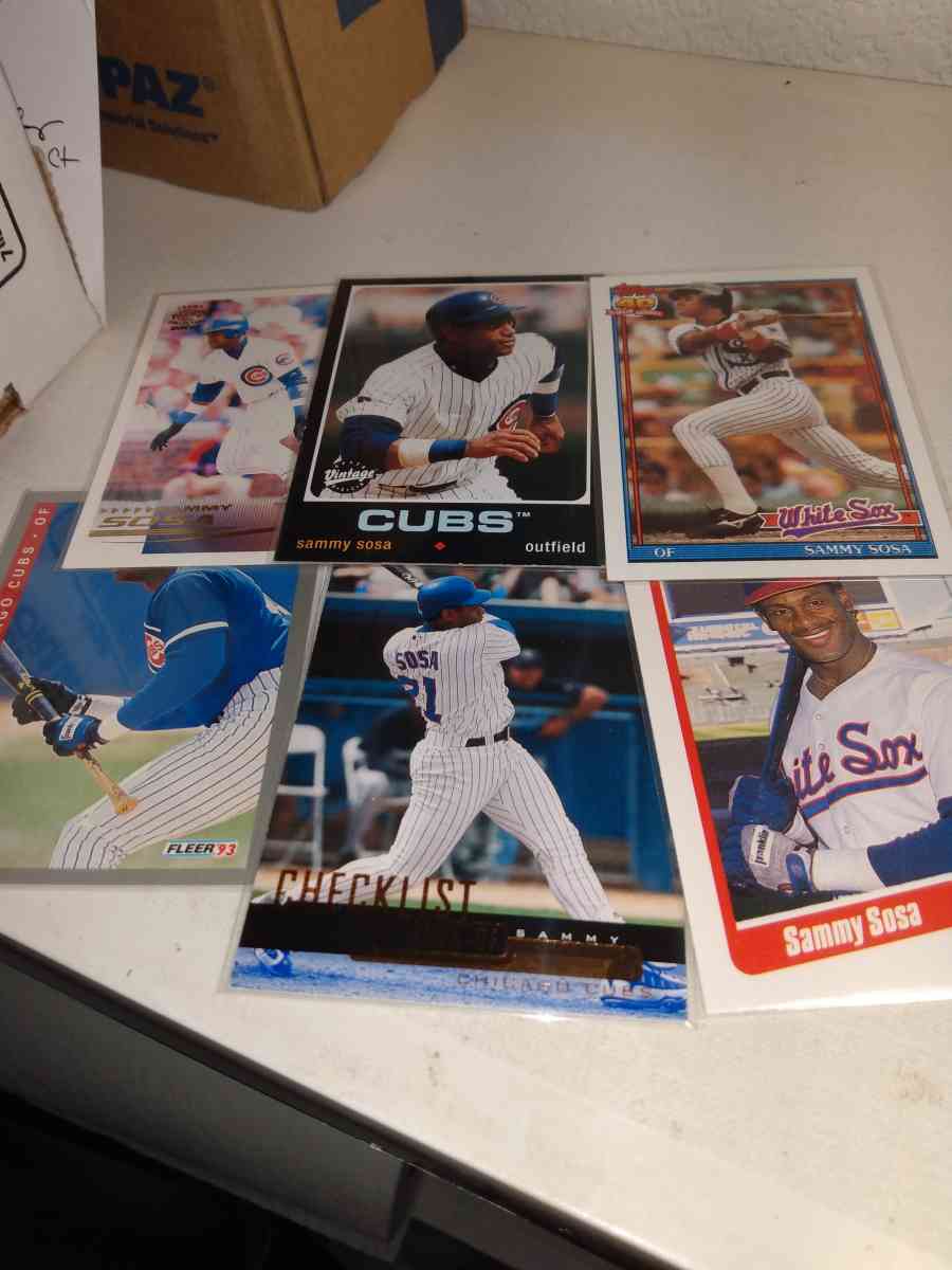 six cards of Sammy Sosa