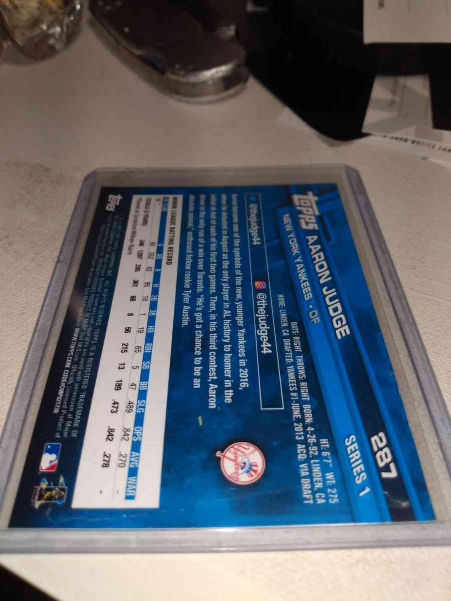 Topps 2017 AllStar game rookie card Aaron judge - Alicia, Arkansas - FleaMarketBay