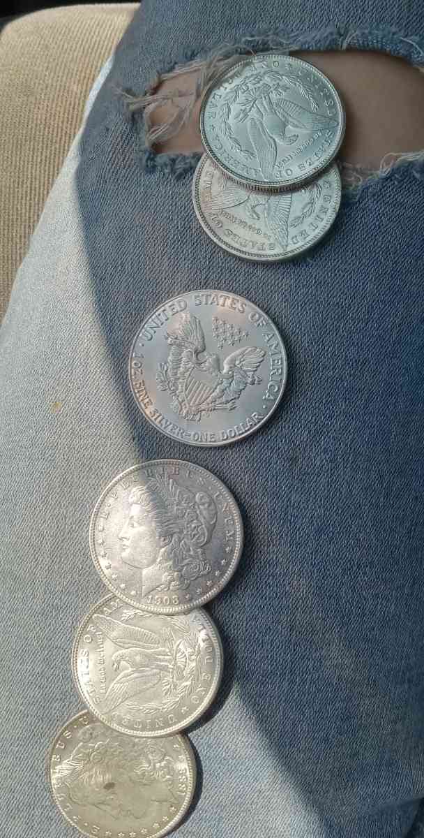 6 fine silver dollars - Agency, Missouri